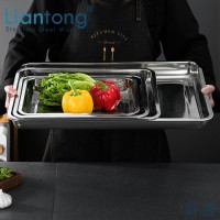 Rectaurant Hotel Buffet Stainless Steel 201/304 bbq baking tray rectangular meat fruit plate deep food serving tray