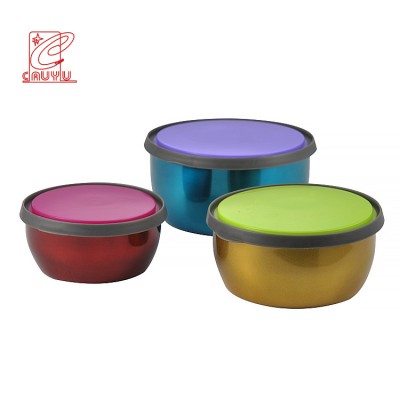 3Pcs colorful stainless steel fresh box kitchen refrigerator sealed cans with leakproof cover