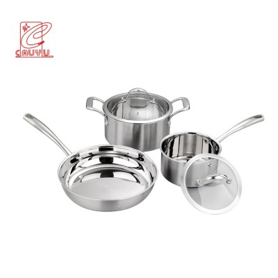 Advanced design 5 pcs luxury tri-ply steel cookware sets kitchen cooking pot set