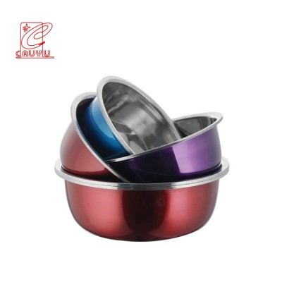 9 Pcs multi size color coating metal fruit serving salad bowl set stainless steel mixing bowl set for sale