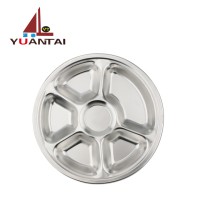 hot selling 5/6 compartments stainless steel round shape dinner plates fast food serving tray/Snake Plate/Dishes