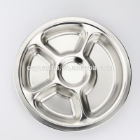 hot selling 5 compartments stainless steel round shape dinner plates fast food serving tray/Snake Plate/Dishes