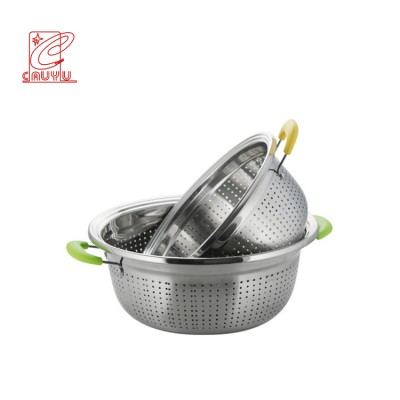 Multi size 18-40cm stainless steel colander rice colander kitchen vegetable strainer basket