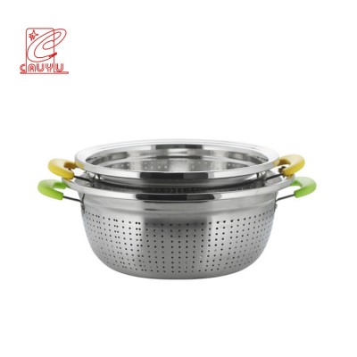 Different Size Stainless Steel Kitchen Rice Colander With Silicon Handle