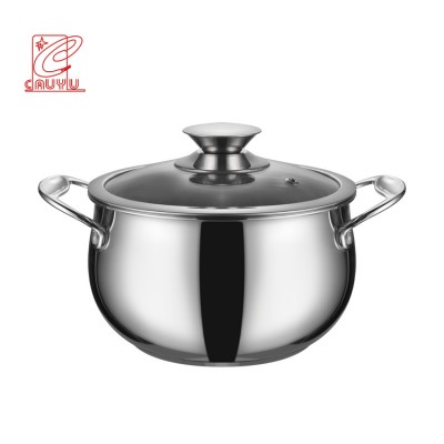 Amazon stainless steel 304 casserole pot belly body mirror polish kitchen stock pot