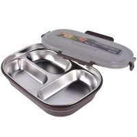 Tafuco Stainless Steel 3 Compartment Plates Canteen Plates Eco-Friendly Lunch Tray